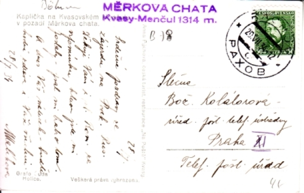 Měrkova Chata - Kvasy-Menčul - UA 1934 95 002 ●